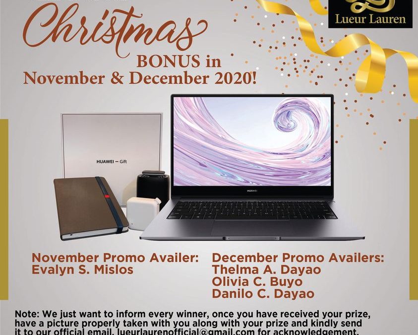 CONGRATULATIONS to our PROMO ACHIEVERS for our LLIC’s “Christmas Bonus in November and December 2020!”