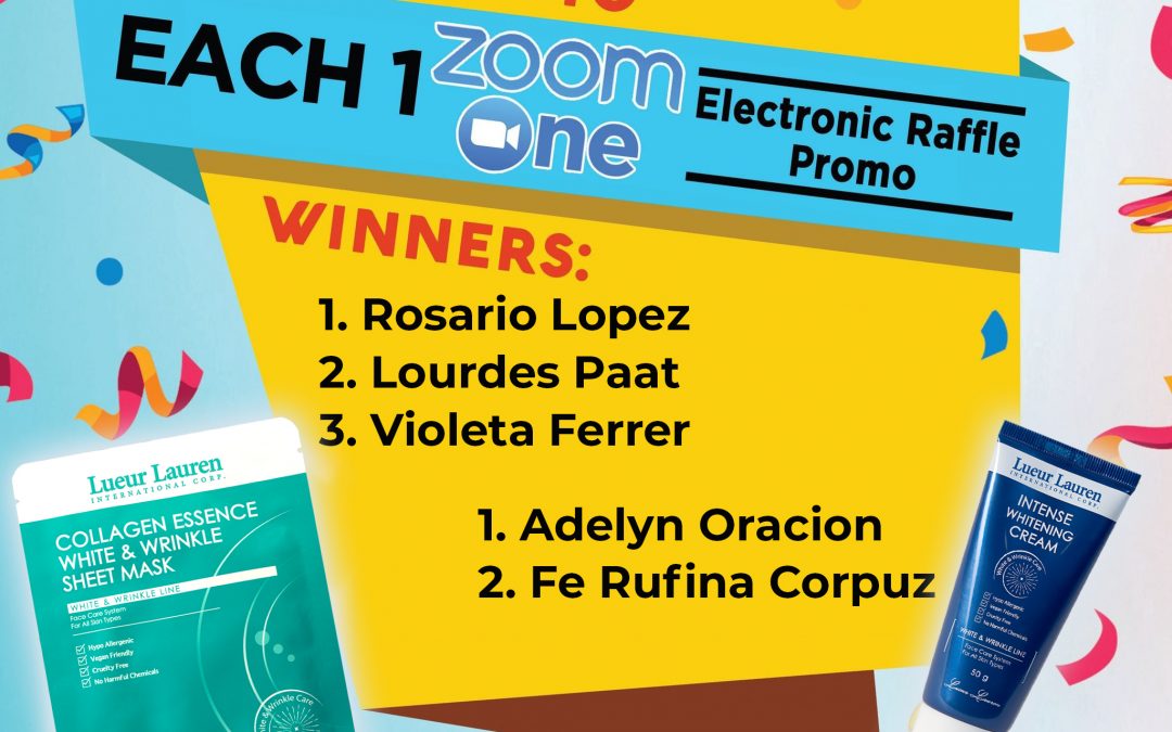 Congratulations to the winners of Week 18 (November 20, 2021) for our Each One Zoom One Promo winners!