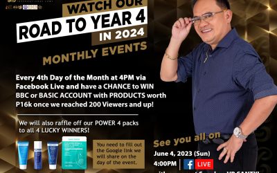 Win LLIC BBC or BASIC ACCOUNT with Premium Korean Skin Care Beauty Products worth P16k once we reach 200 viewers through our Road to Year 4 in 2024 monthly online events every 4th of the month at 4PM LIVE via Lueur Lauren FB Page!